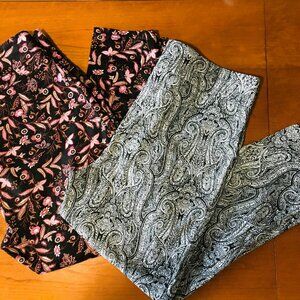 Bundle - 2 pairs Women's Plus Pants Sz 1x and 2X Stretch Floral and Paisley